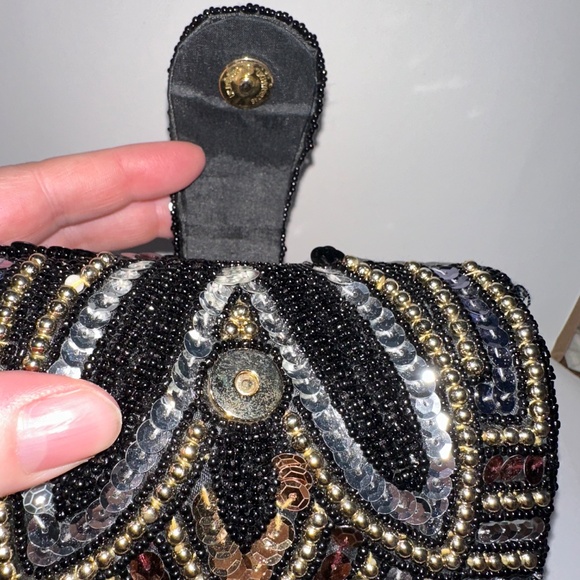 Vintage Art Deco Style Beaded Sequin Crossbody Bag – Elegant Evening Purse - Picture 5 of 5